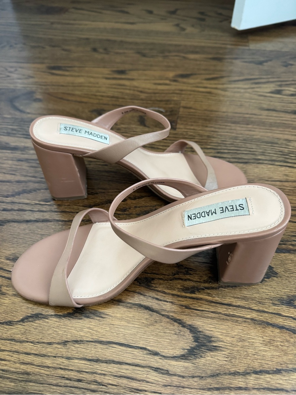 Steve Madden Women's Nude Strappy Block Heel Sandals